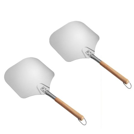 Pizza Spade i Metall med Trähandtag för Inomhus- & Utomhusgrillugn, 66x30.5cm Pizza Bakspade för Bakning av Bröd Pajer