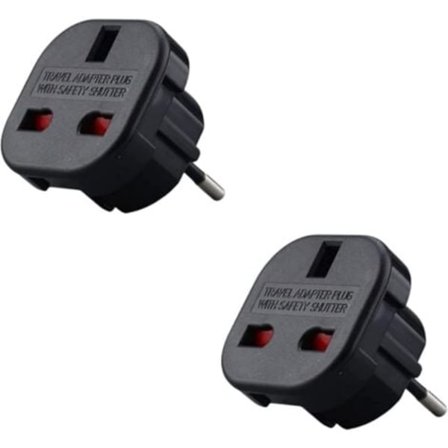2-pack - Adapter från brittisk till fransk kontakt - Brittisk-fransk adapter - Typ G till typ C - Kompakt och lättviktig - Skyddar mot överspänning/NC