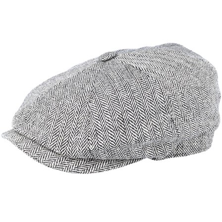 Stetson - Grå flatcap Caps - Hatteras Silk Black/White Flat Cap @ Hatstore
