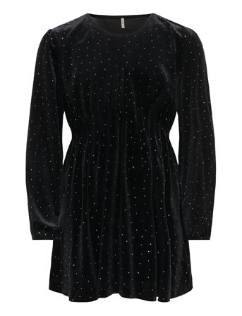 Kogvella L/S O-Neck Velvet Dress Jrs Black Kids Only