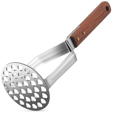 Kartoffelmoser i rustfrit stål, kraftig, robust, med skridsikker håndtag, bøjer ikke let, nem at bruge