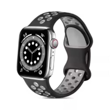 Apple Watch Series 41mm - 40mm - 38mm Silikonklokkearmbånd med to farger - Svart + Grå