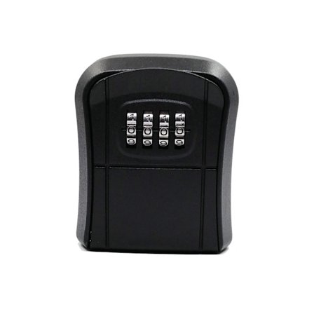 Nøgleboks til vægmontering med nulstillelig 4-cifret kombination (sort)