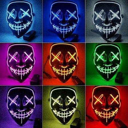 The Purge El Wire Halloween LED Mask Svart (Gul)