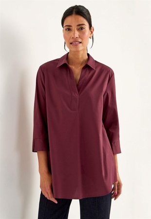 Cellbes of Sweden - Vevet tunika i poplin i vinrød for damer i størrelse 62/64