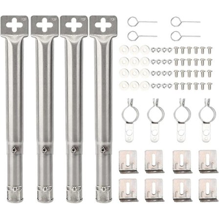 4 st Universal Justerbara Rostfria BBQ Gasgrill Ersättnings Raka Rör Brännare Grilltillbehör (Färg : Silver)
