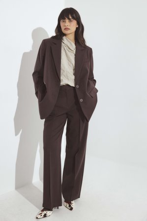 NA-KD Pantalon de costume taille haute en tissu épais - Pantalon cigarette - Brun - EU 36