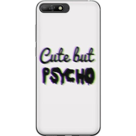 Kompatibel Mobilcover til Huawei Y6 (2018) Rainbow-farvet legetøjsfigur med et glad ansigt og farverige cirkler i en legesyg studieillustration