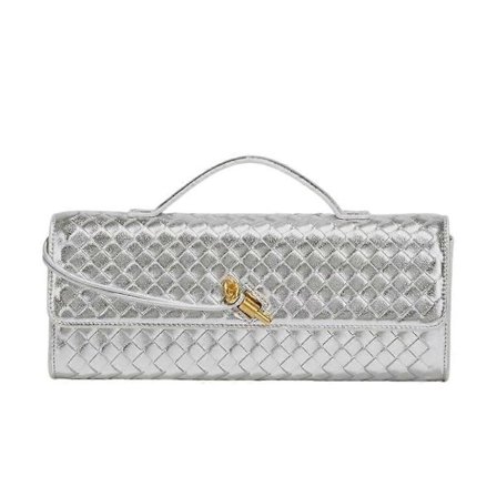 Handvävd Crossbody-väska för kvinnor - Läder Clutch-plånbok med avtagbar axelrem