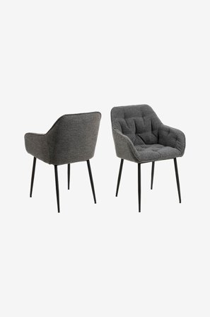 NORDFORM - Spisebordsstol med armlæn Brooke, 2-p - Grå - Stole - Fra Homeroom