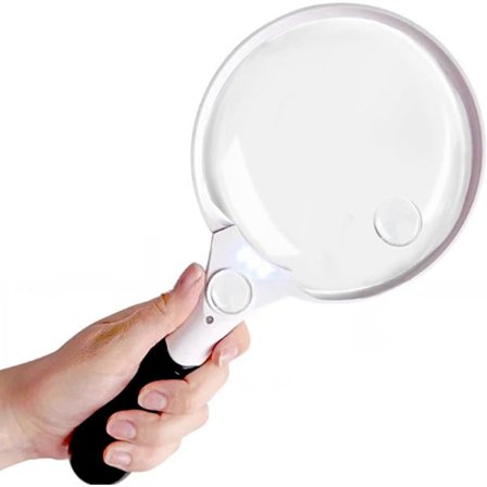 Opplyst forstørrelsesglass 2x, 4x, 25x, stort forstørrelsesglass, 3 LED håndholdt forstørrelsesglass for eldre, lesing av makuladegenerasjon, sømlupe