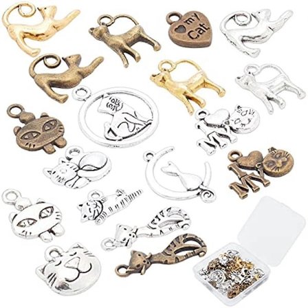 72 stk. Kattungeanheng Legering Dyr Bokstav Kjærlighet Hjerte Dingler Bulk DIY for Smykkefremstilling