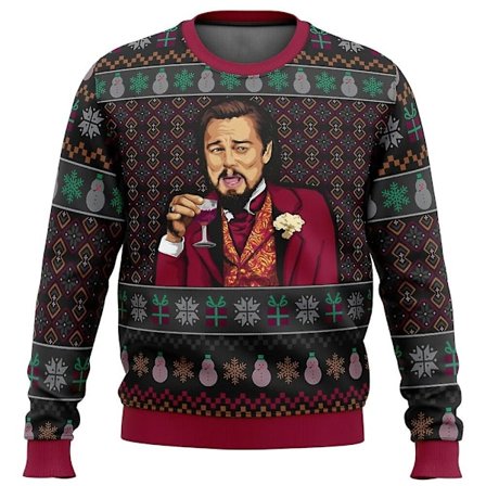 Skrattende Leo DiCaprio Meme Jultrøje Gave Julemandstrøje Herre 3D Sweatshirt og Top Qd Bedste