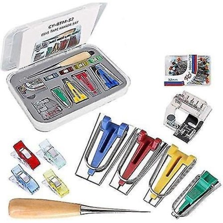 Sats med tygbiasbandtillverkare i 4 storlekar för sömnad och quiltning