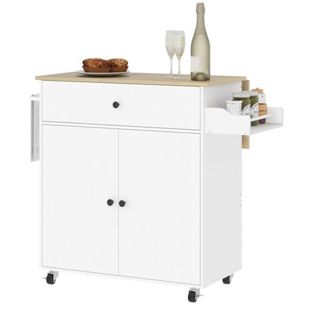 Rootz Kitchen Cart med skuffe - Kitchen Island - Serveringsvogn - Alsidig opbevaring - 106 cm x 42 cm x 87 cm