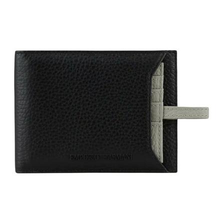Emporio Armani, Portfolio with removable tester in Bottalata leather Czarny, Kobieta, Rozmiar: ONE Size