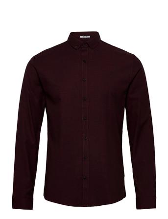 Mouliné Stretch Shirt L/S Skjorte Uformell Burgunder Lindbergh*Betinget Tilbud