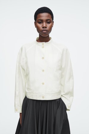 COS Women's Oversized Cotton Bomber Jacket in White