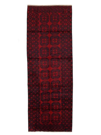 Baluch Rug Hand Knotted 140X390 Runner Black/Dark Red Afghanistan