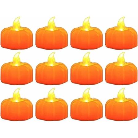 12 sett Halloween-dekorasjon fest atmosfære layout elektronisk stearinlys simulering lysende gresskarlykt-oliven