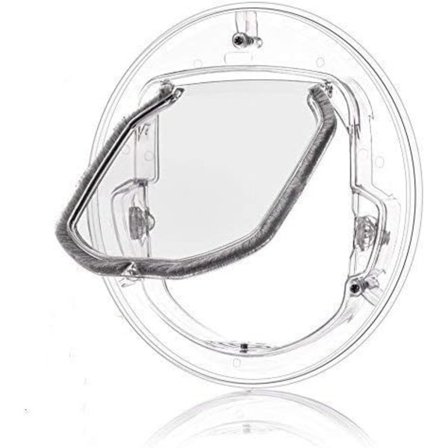 Hunde- og kattelem til vindue - Rund gennemsigtig klapdør med 4-vejs lås - Liner-sæt til katte- og hundehvalpe - Passer bedst til vinduesskærm, 