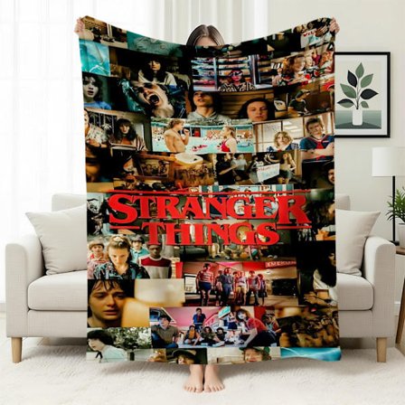 Stranger Things 5 Fleecefodrad Varm Filt, Stranger Things-tema Filt för Tupplurar, Flanellfilt, Specialtillverkad