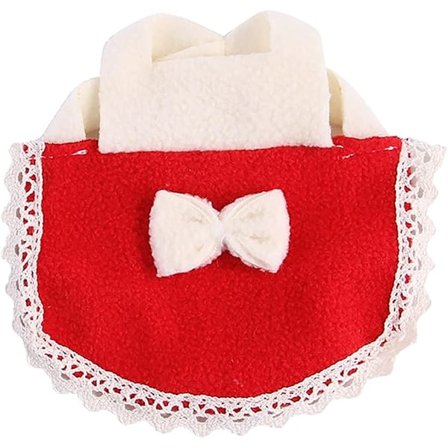 Hundefleece Trøje med Sløjfe til Hamster - Sød Egern Mini-Hundebeklædning til Andre Små Dyr - Hundefleece til Små Hunde Hun (Rød, S)