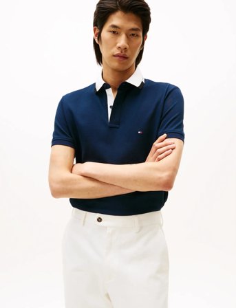 Tommy Hilfiger Pique Grafic Collar Reg Polo - Navy - S