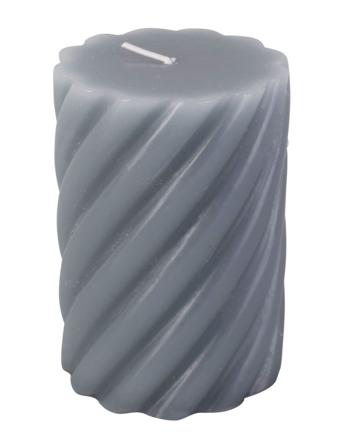 Pillar Candle Swirl Medium 49H Home Decoration Candles Block Candles Blå Present Time