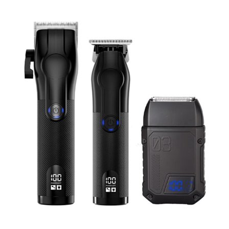 3-delt genopladeligt hårklipper- og skægtrimmersæt – trådløst groomingkit med 1200mAh batteri og 120 min driftstid