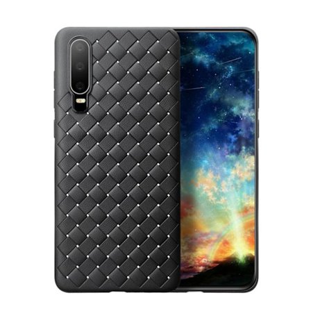 Huawei P30 Mobilskal Flätat Svart Läder Skinn