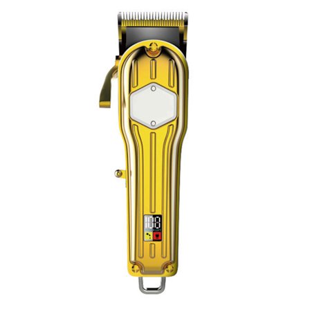 Retro metall hårklipper med digital skjerm, profesjonell frisørklipper gull