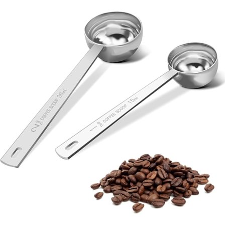 Kaffemålsett, spiseskjemål 2 stk sett (1 ss & 2 ss), måleskjeer i rustfritt stål for malt kaffe med lange håndtak, for te, sukker, o