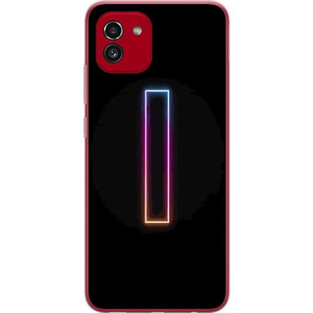 Kompatibel Mobilcover til Samsung Samsung Galaxy A03 Minimalistisk neonbogstav I i regnbuefarver mod mørk baggrund