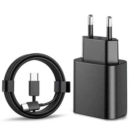 Hurtiglader 45W for Samsung USB-C + 1M USB C-kabel - EU - Svart
