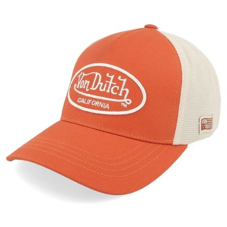 Von Dutch - Orange trucker Keps - Embroidery Oval Orange/White A-Frame Trucker @ Hatstore