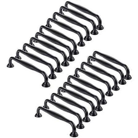 20 svarte dørhåndtak, kjøkkenskap, skuffer, soveromshåndtak, senteravstand 96mm (20-pakning - 96mm hullavstand)