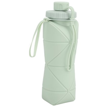 Sammenleggbar Silikon Reise Vannflaske Lekkasjesikker Fleksibel Myk Grønn 600ml for Gym Fotturer Sport