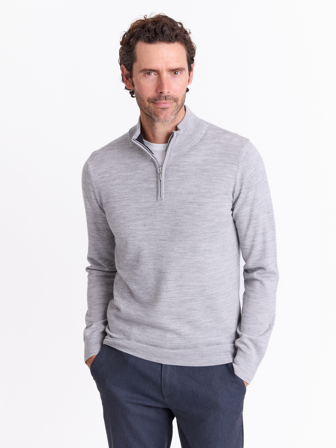 MATCH - Berto merino zip genser - Mario Conti - Str. XL - Herre - Gensere & Cardigans - Grå - 100% ull-merino