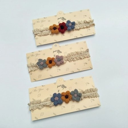 3 PCS Fashion Handmade Knitting Wool Flowers Headband DIY Infant Clothing Decoration Sweet Baby Hair Accessories Holiday Gifts