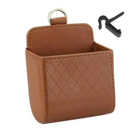 Car Airs Vent Läderförvaring Hängväska Universal Automotive Storage Box För Lastbil SUV Brown