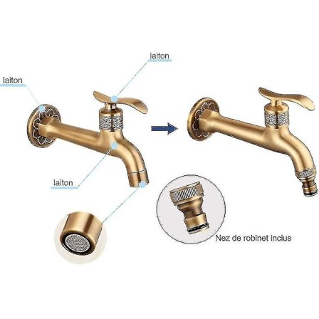 Antikt Messing Vandhanegreb Væghængt Vaskemaskine