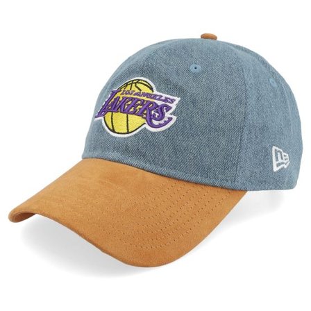 New Era - NBA Blå unconstructed Keps - Los Angeles Lakers NBA Denim Midi 9TWENTY Denim/Khaki Dad Cap @ Hatstore