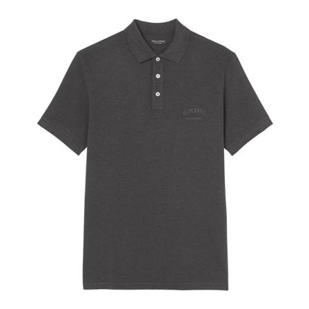 Marc O'Polo, Short-sleeved regular polo shirt in piqué fabric Grijs, Heren, Maat:L