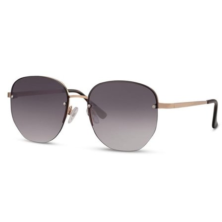 Runde solbriller med guldramme og sort linse