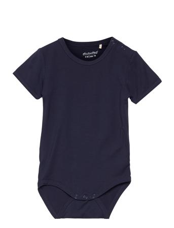 Body Ss - Bamboo Bodies Short-sleeved Sininen Minymo