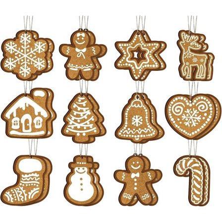 24-pakning Tre Julepynt Pepperkakemann Tre Julekuler Hengende Jul Trepynt Trehengende Dekorasjoner for
