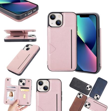 iPhone 14 Plus - Tehokkaasti tyylikäs kansi korttitelineellä Roséguld