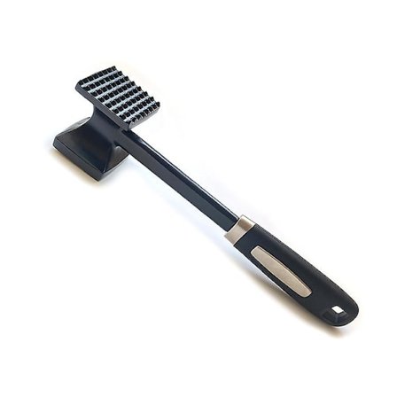 Rutmönstrad köttmörningshammare - diskmaskinssäker metallkökshammare för att möra kyckling, nötkött, fläsk och nötter med halkfritt grepp