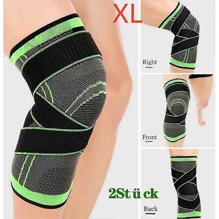 2x Knebandasje Knestøtte Bandasje Smerter Kompresjon Sportsbandasje Knebeskyttere, XL(Benomkrets:50-55cm)